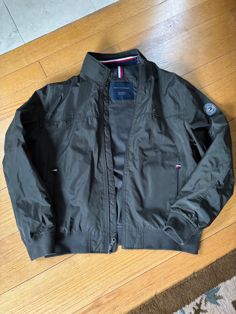 Tommy Hilfiger Dark Olive Men's Lightweight Bomber Jacket